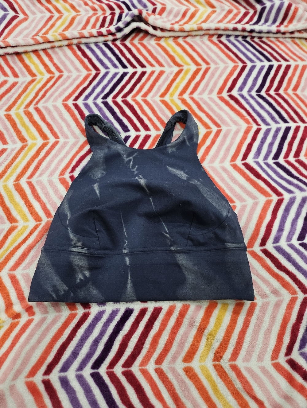 Lulululemon Navy Tie Dye Wonder Train Long Line Bra  Size 4 B-D Cup
